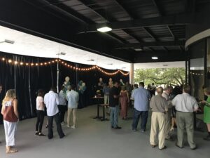 Cocktail Hour on Covered Patio with food being served