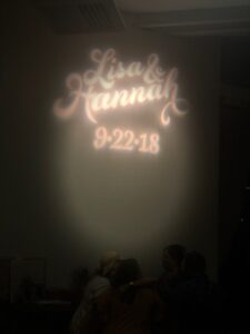 Lisa & Hannah GOBO shown against wall