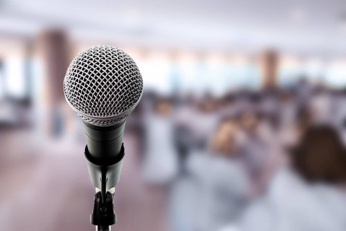 Event venue with a close up of a microphone during a live music performance - Horton Events Nashville