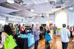 Main Showroom with table booth setups of different sampling stations