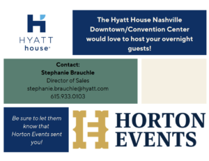 Event Planner Resources: Contact information for Horton Events Referral Partner, Hyatt House