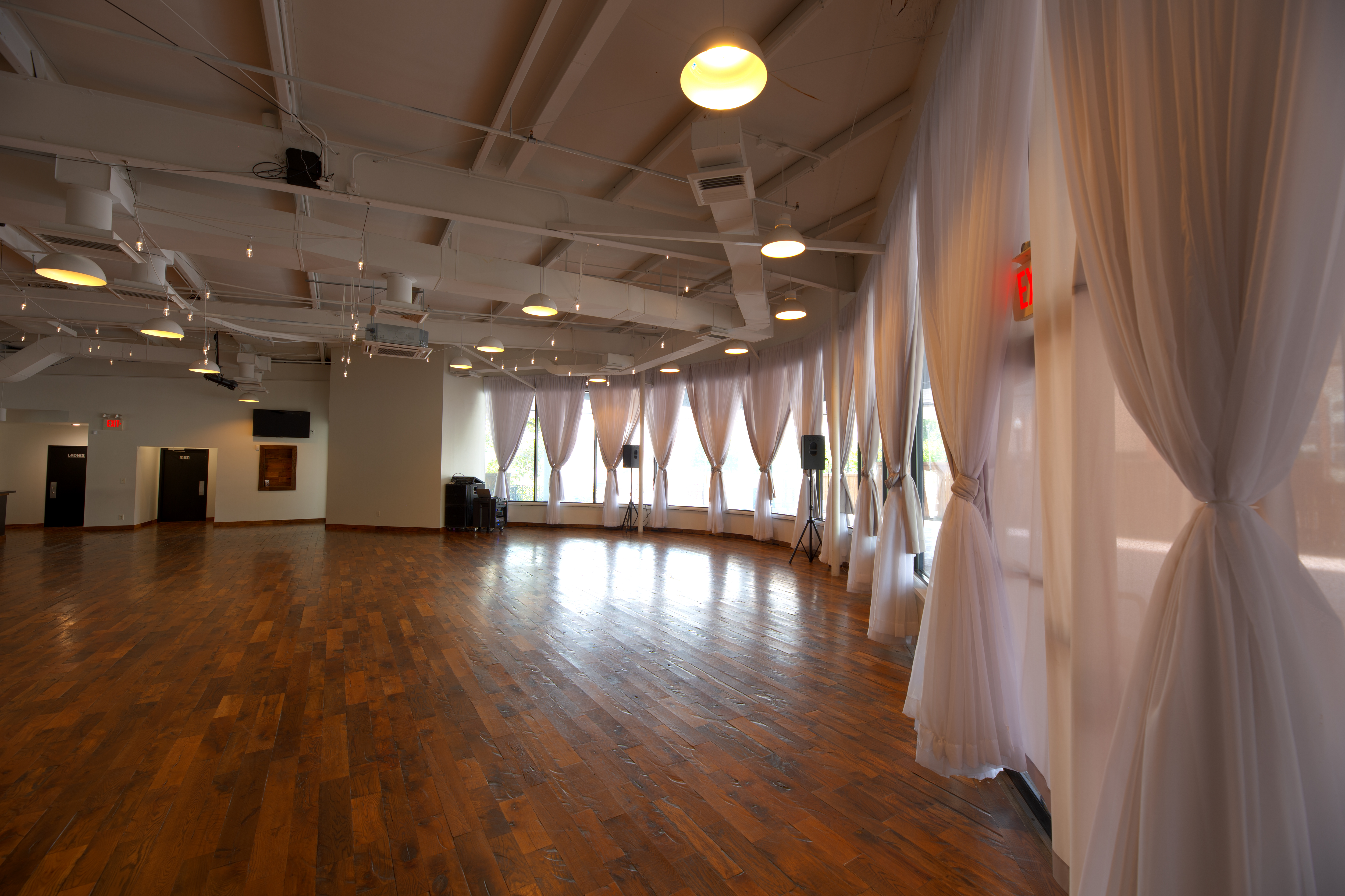 photo of the Main Showroom from the vantage point of the caterer's prep area