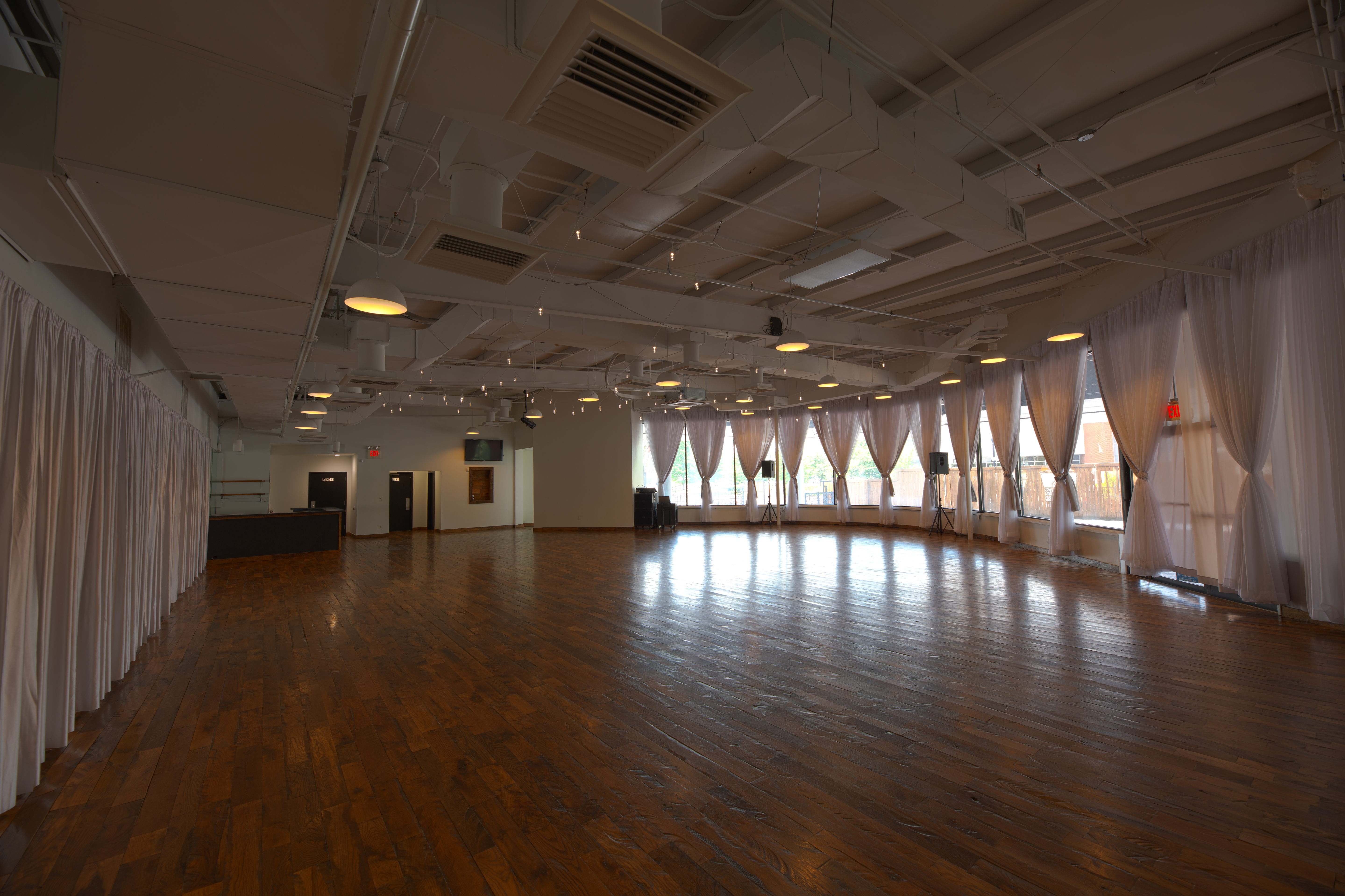 photo of the Main Showroom from the vantage point of the caterer's prep area