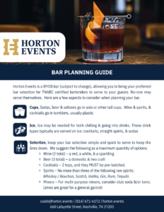 Planning guide for your event bar
